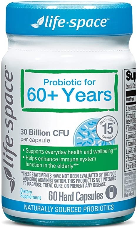 -Space Probiotic for Elderly, Support Immunity & Intestinal Health, Gastrointestinal Vitality, Relieve Constipation, Bifidobacterium lactis, 30 Billion CFU, Multi Strain - 60 Capsules