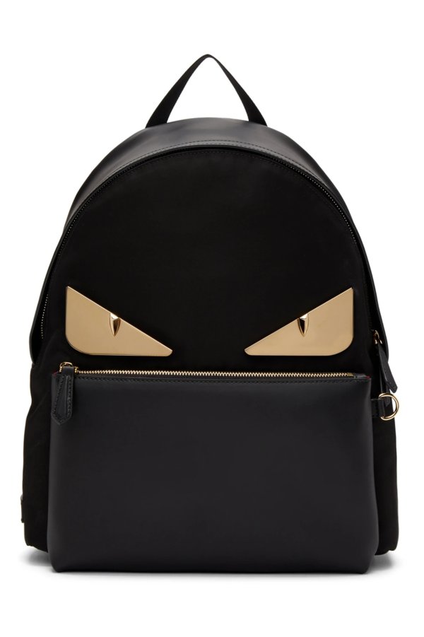 SSENSE Fendi Black Leather Bag Bugs Backpack 2190.00