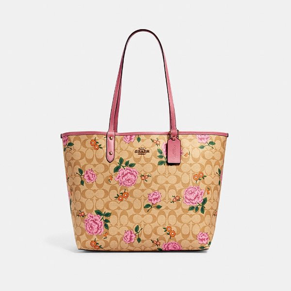 Reversible City Tote in Signature Canvas With Prairie Rose Print