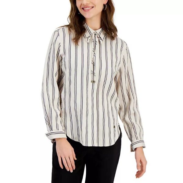 Women's Collared Dobby Striped Shirt