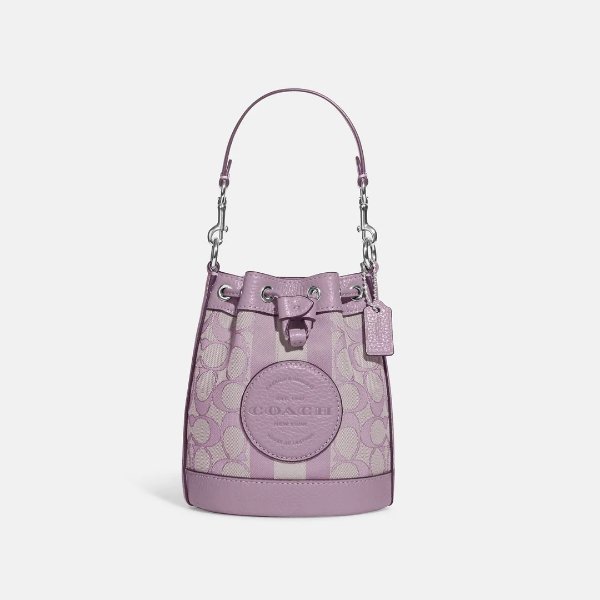 Coach Outlet Mini Dempsey Bucket Bag In Signature Jacquard With Stripe And Coach Patch