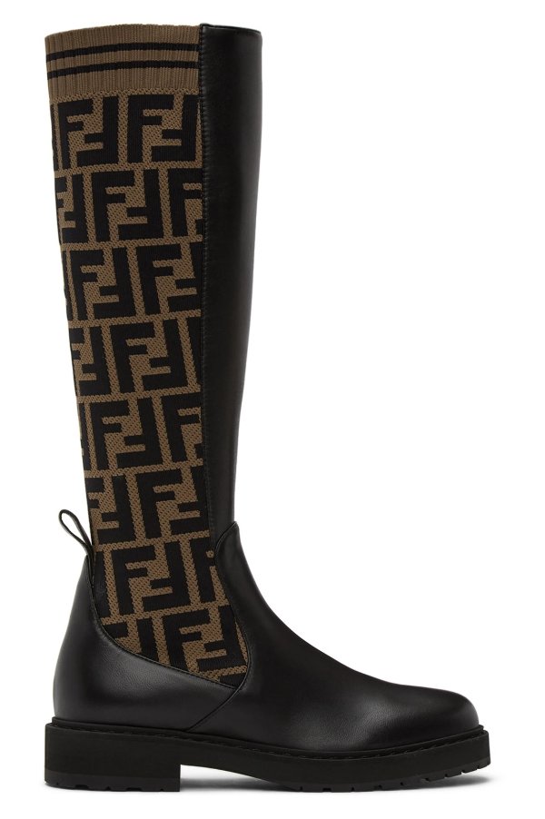 Brown & Black 'Forever Fendi' Rockoko Tall Boots