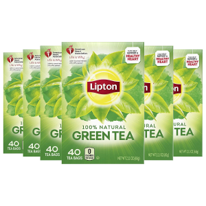 Lipton 100% Natural GreenTea Bags 2.12 oz 40 tea bags 6 Count
