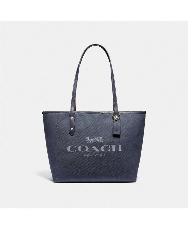 Horse and Carriage Jacquard City Zip Tote