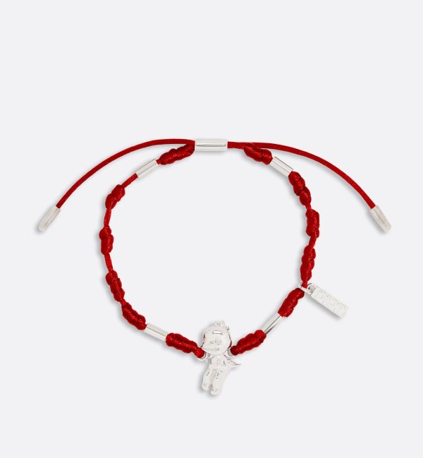 AND OTANI WORKSHOP Cord Bracelet Silver-Finish Brass and Red Cord
