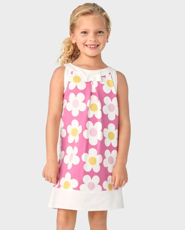Girls Daisy Ponte Shift Dress - Spring Celebrations - in the pink