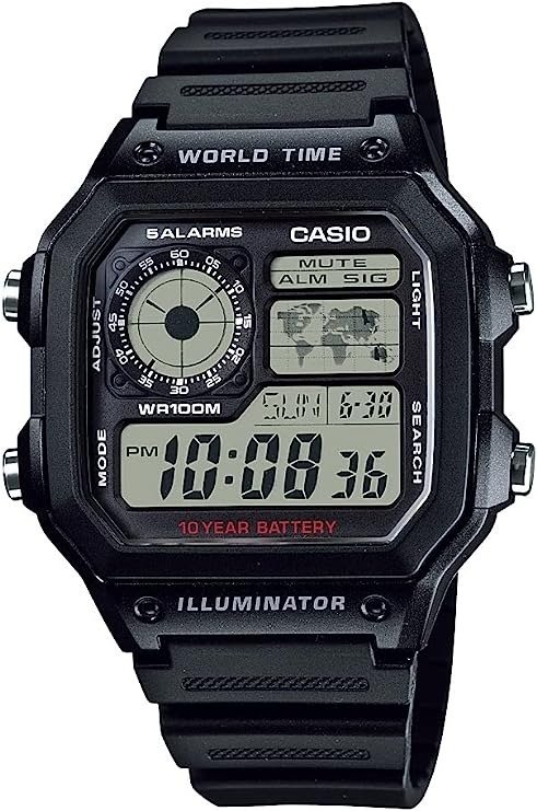Men's AE1200WH-1A Black Analog Digital Multi-Function Watch