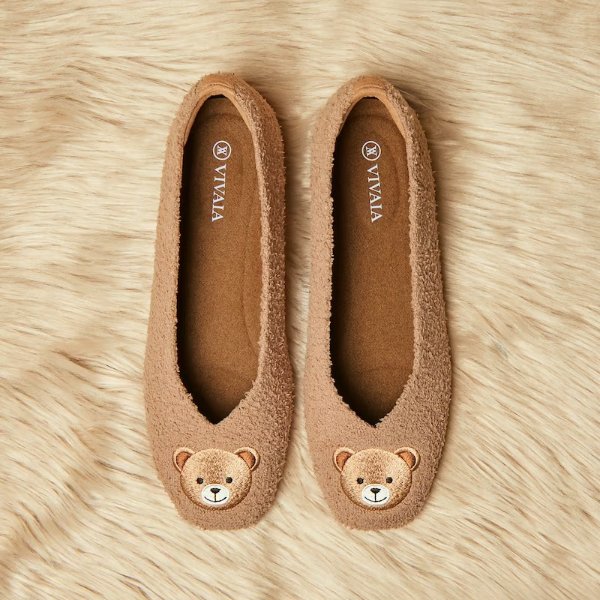 Squared-Toe Terry Knit Flats