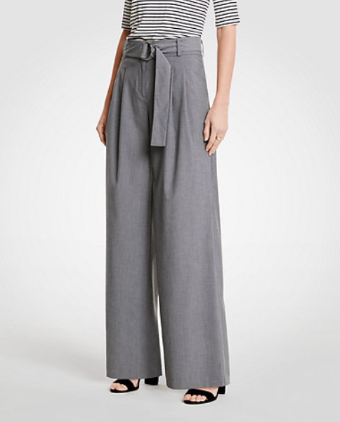 Belted Pleated Wide Leg Pants | Ann Taylor