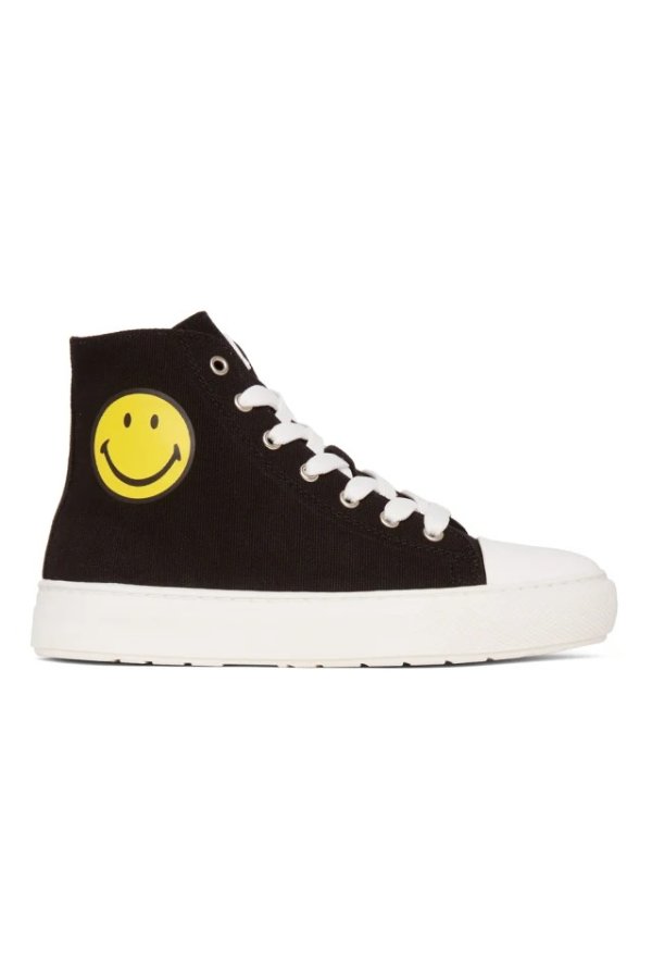 Black Smiley Edition High-Top Sneakers