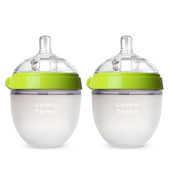 Comotomo 妈妈乳感防胀气硅胶奶瓶 5oz 绿色两只装