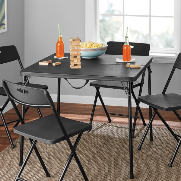 Mainstays 5 Piece Card Table and Four Chairs Set, Multiple Colors