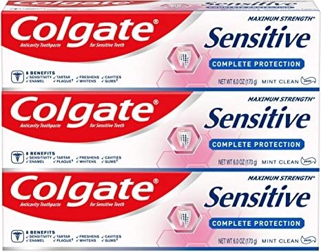 Colgate Sensitive Toothpaste, Complete Protection, Mint - 6 ounce (Pack of 3)