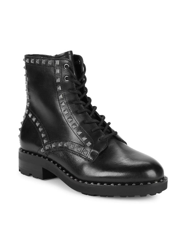 Wolf Studded Leather Combat Boots