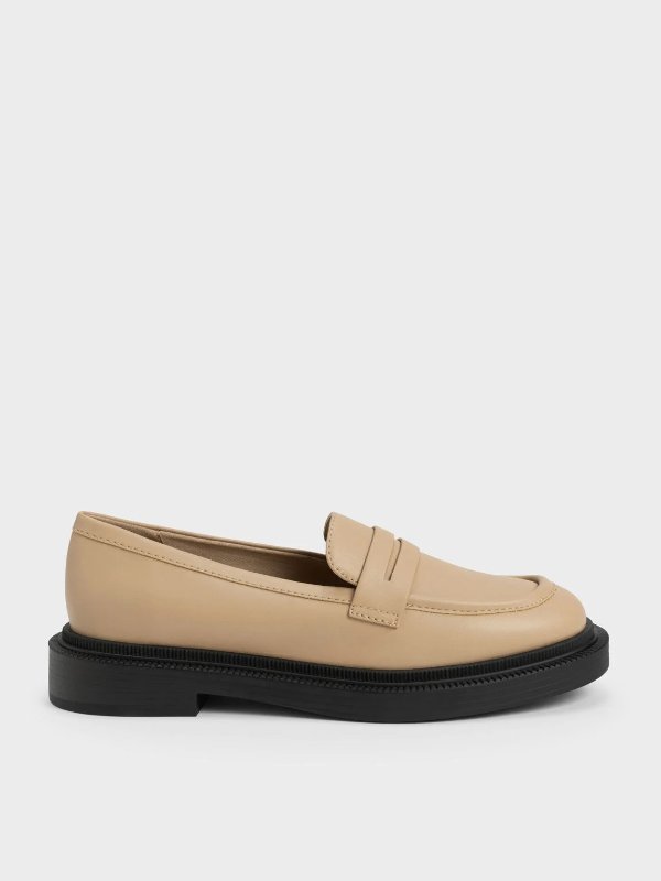 Nude Classic Penny Loafers | CHARLES & KEITH