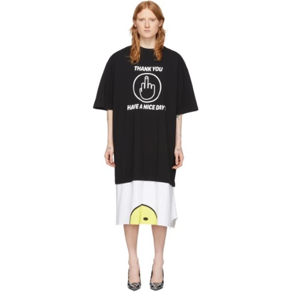 Black & White 'Have A Nice Day' T-Shirt Dress