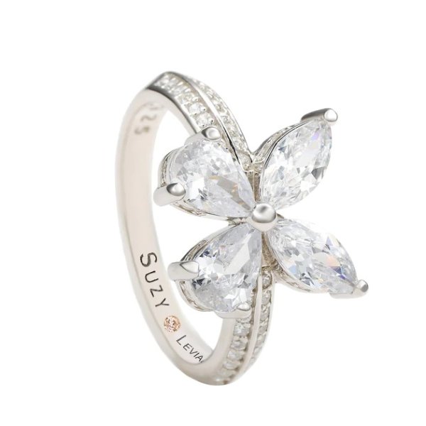 sterling silver cubic zirconia butterfly ring
