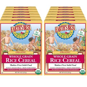 Earth's Best Organic Infant Cereal, Whole Grain Rice, 8 Oz (Pack of 12) - Packaging May Vary