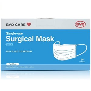 BYD CARE Single Use Disposable 3-Ply Surgical Mask, ASTM Level 2,Box of 50 Pieces