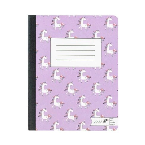 Composition Notebook 7.5" x 9.8" College Ruled Purple Unicorns - Yoobi&#153;