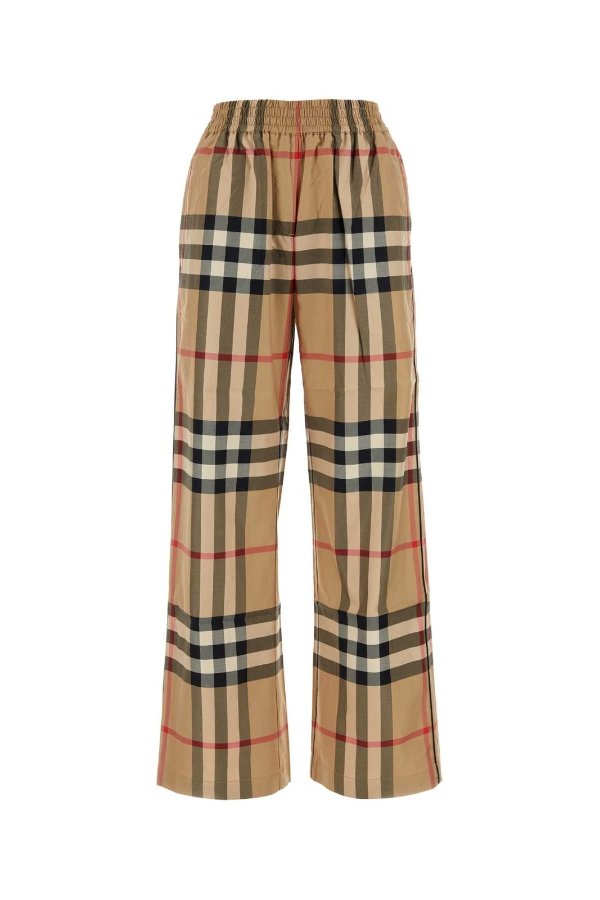 Check-Pattern High Waist Flared Trousers