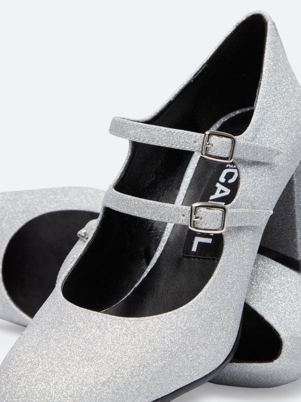 ALICE silver glitter Mary Janes | Carel Paris Shoes