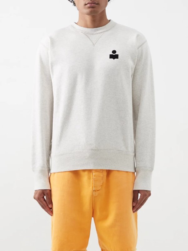 Mike flocked-logo cotton-blend sweatshirt | Isabel Marant