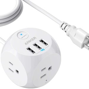 Anker PowerPort Power Cube w/ 3 Outlets + 3 USB Ports (White)