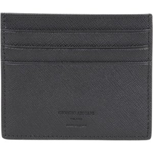 Giorgio Armani Men's Textured Genuine Leather Card Holder Wallet