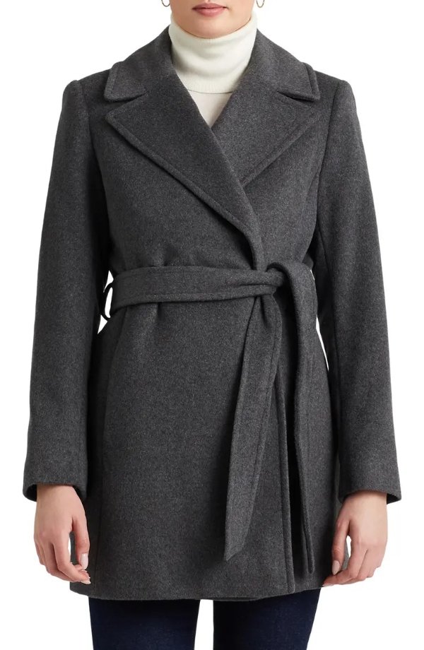 Belted Wool Blend Coat