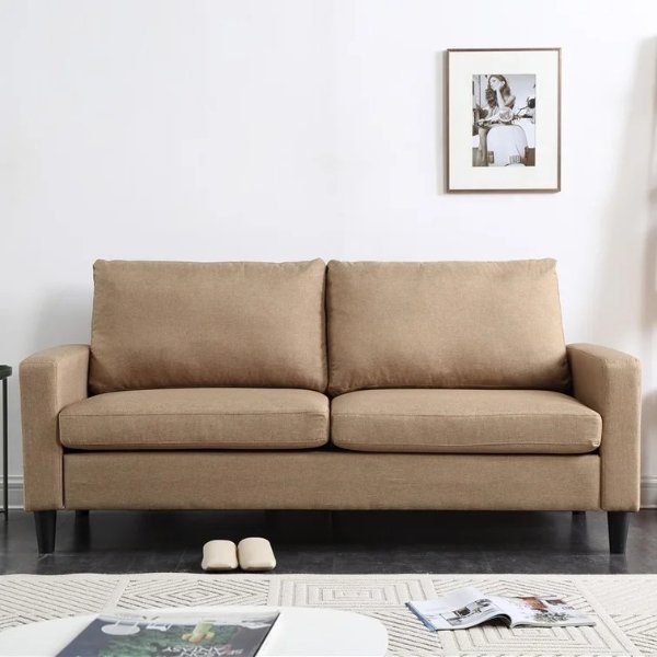 Deja 74'' Linen Square Arm Sofa