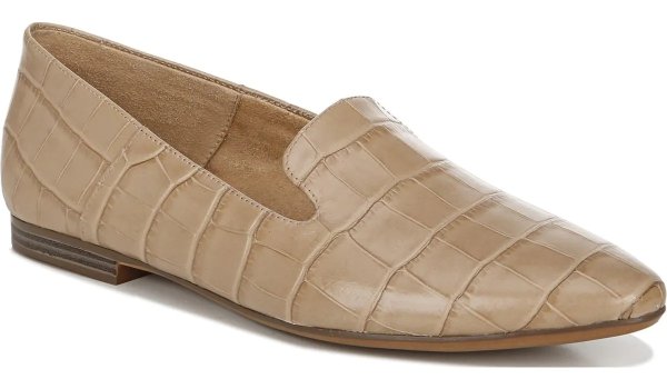 .com |LORNA FLAT in Bamboo Tan Croco Leather Flats