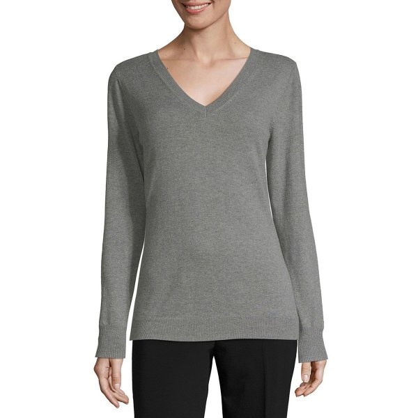 Womens V Neck Long Sleeve Pullover Sweater