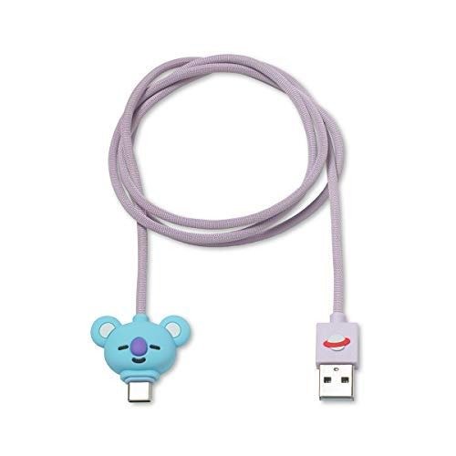 Official Merchandise by Line Friends - KOYA 3ft USB-C to USB-A Charging Cable Compatible with Galaxy, Note, Pixel 3, Blue/Pink