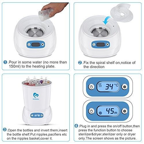 Baby Bottles Sterilizer & Dryer with Anion Function Cyclone Drying and LCD Display