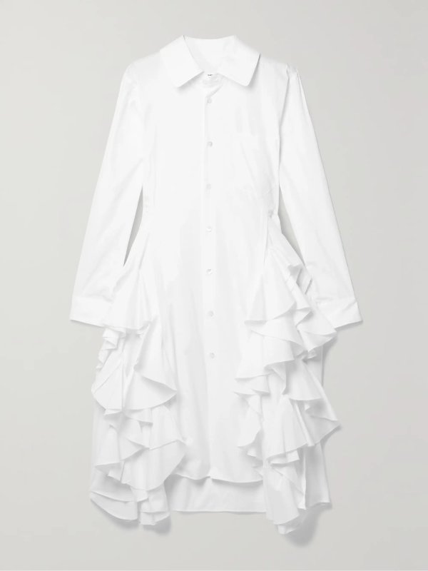 Ruffled cotton-poplin midi dress