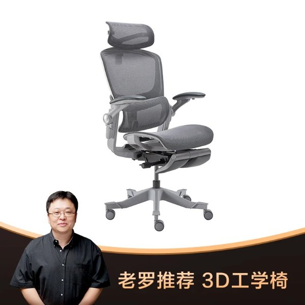【DM独家】罗永浩推荐 3D悬挂腰靠人体工学转椅-含脚垫 11档功能调节