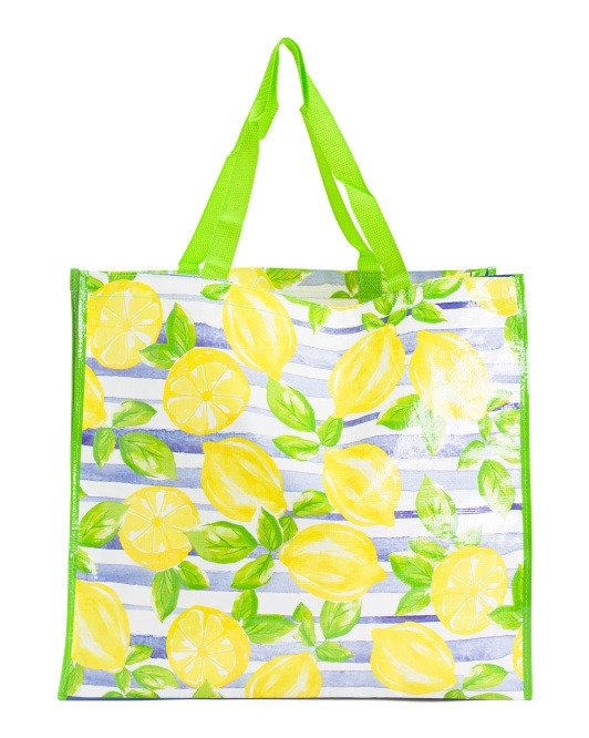 Novelty Lemon Stripe Reusable Bag