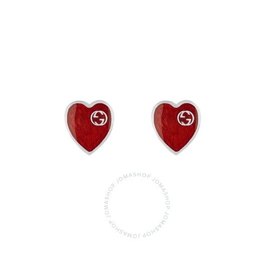 Interlocking G Red Heart Earrings