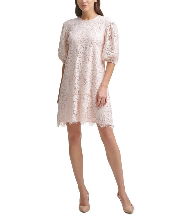 Lace Balloon-Sleeve Dress & Reviews - Dresses - Women - Macy's