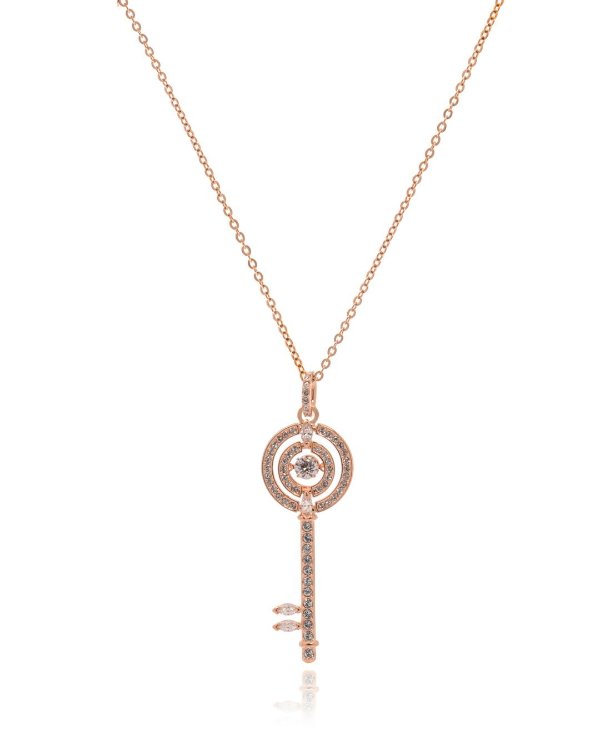 Sparkling Rose Gold Tone Czech White Crystal Necklace 5469120