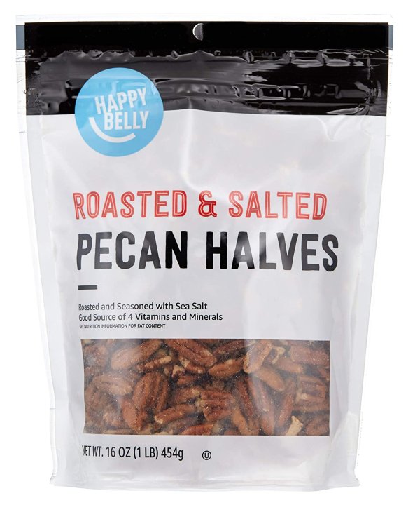Happy Belly Roasted and Salted Pecan Halves, 16 Ounce