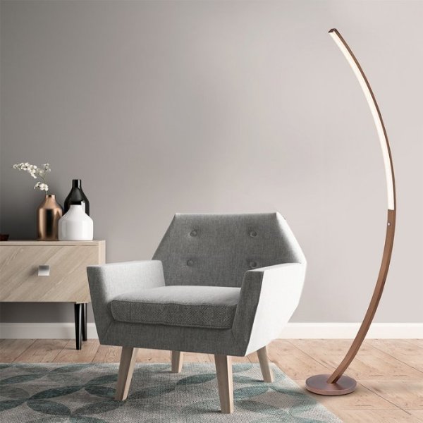 Cresswell Lighting Bradley Copper 69.25 in. Copper Plated Arc Floor Lamp with Integrated LED