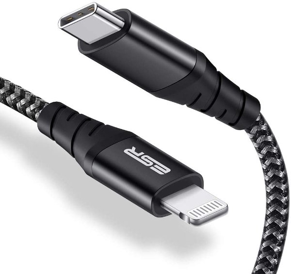 ESR USB-C to Lightning 编织数据线 (3.3ft, 黑色)