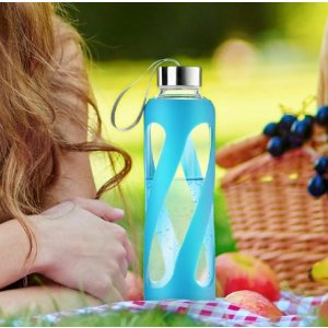 SWIG SAVVY Stylish Real Borosilicate 20-oz Glass Water Bottle