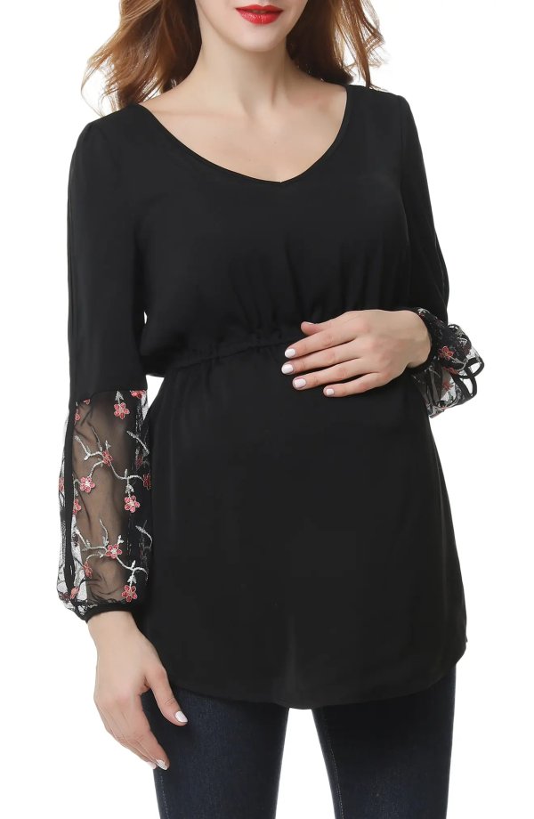 Gisel Embroidered Maternity Top