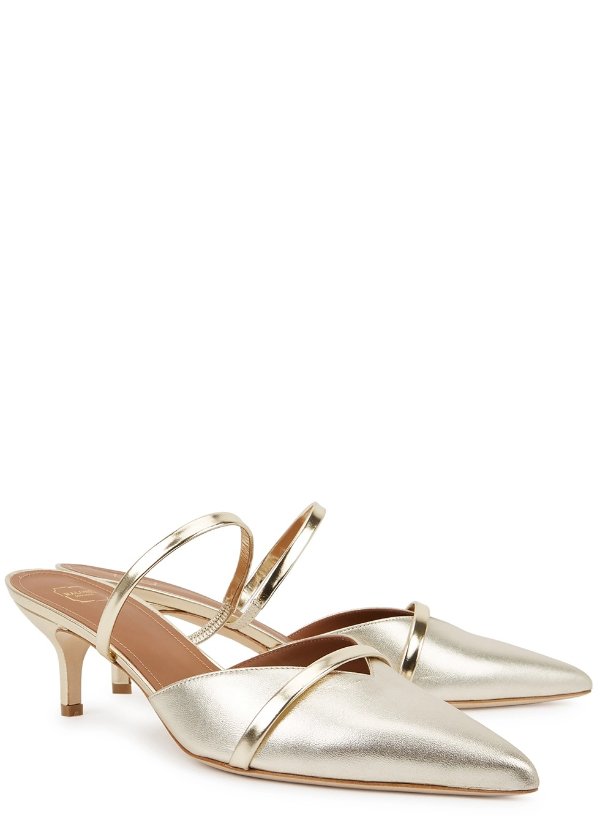 Frankie 45 gold leather mules