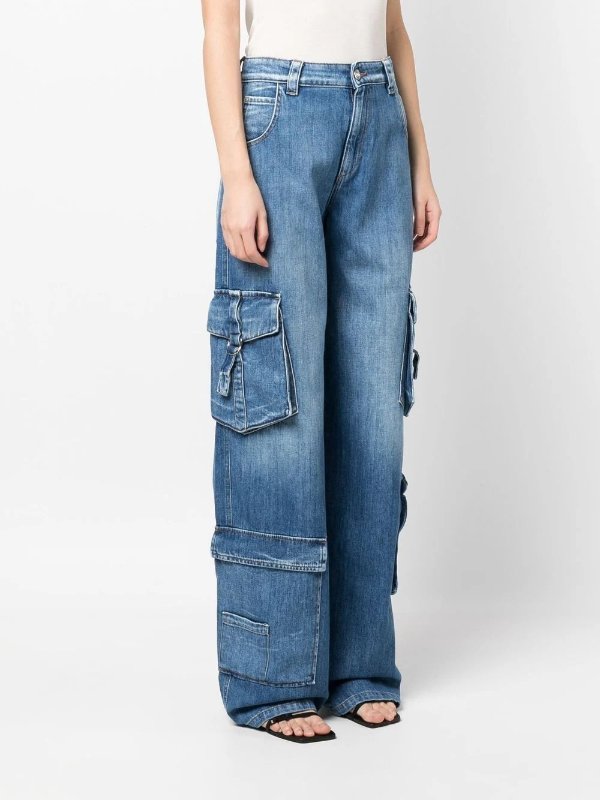 high-waist cargo jeans