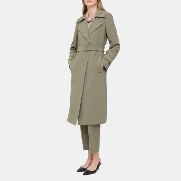 Relaxed Short Trench Coat in Crepe