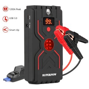 1200A Peak Car Jump Starter (up to 6.5L Gas, 5.0L Diesel Engine), Portable Auto Battery Booster Power Bank and Phone Charger with Quick Charge 3.0 and Built-in LED Flashlight